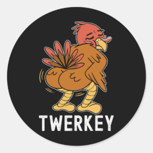 Twerkey Twerking Truthahn Spaß Tanz Truthahn Dankf Runder Aufkleber