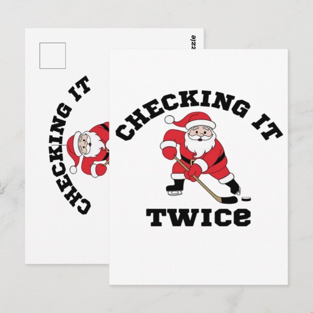 Twice Santa überprüfen Postkarte (Vorne/Hinten)