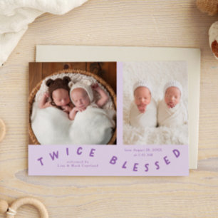 Twice segne Typografie Lilac Birth Ankündigung