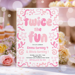 Twice The Fun Joint Geburtstagsfeier Ballon  Einladung