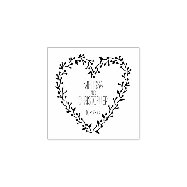 Twig und Berry Heart Wreath | Hochzeit Gummistempel (Prägung)