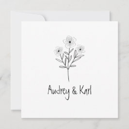 Twigs and Flowers Monogrammed Modern & Minimalist Einladung