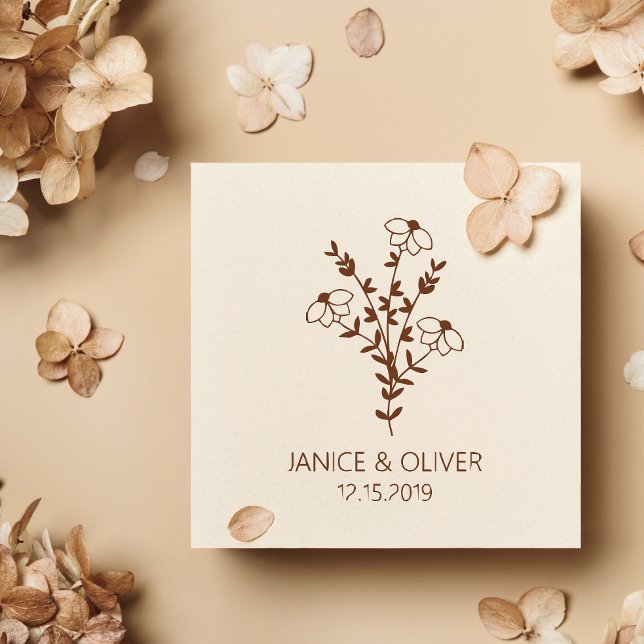 Twigs and Flowers Monogrammed Modern & Minimalist Gummistempel (Von Creator hochgeladen)