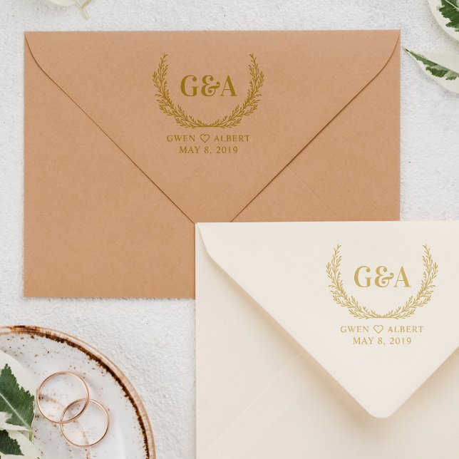 Twigs Couple Initials & Names Wedding Monogram Gummistempel (Von Creator hochgeladen)