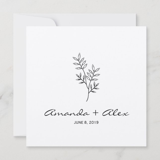 Twigs Wedding Monogram Invitation Design (Devant)