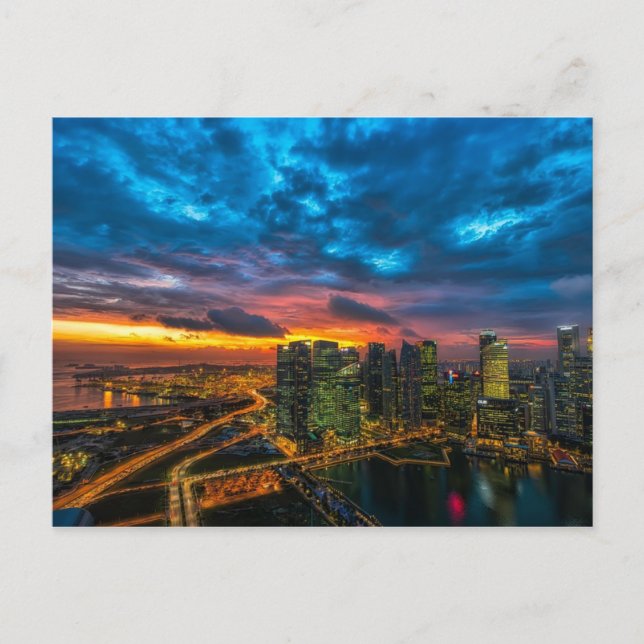 Twilght Manhattan City Skyline Postkarte (Vorderseite)
