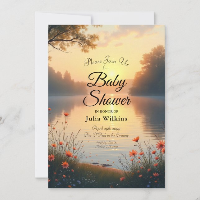 Twilight am See Whispers am Wasser Einladung (Vorderseite)