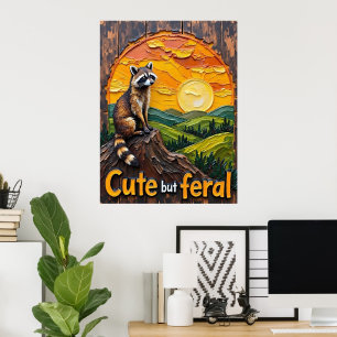 Twilight Bandit: Raccoon bei Sunset Poster