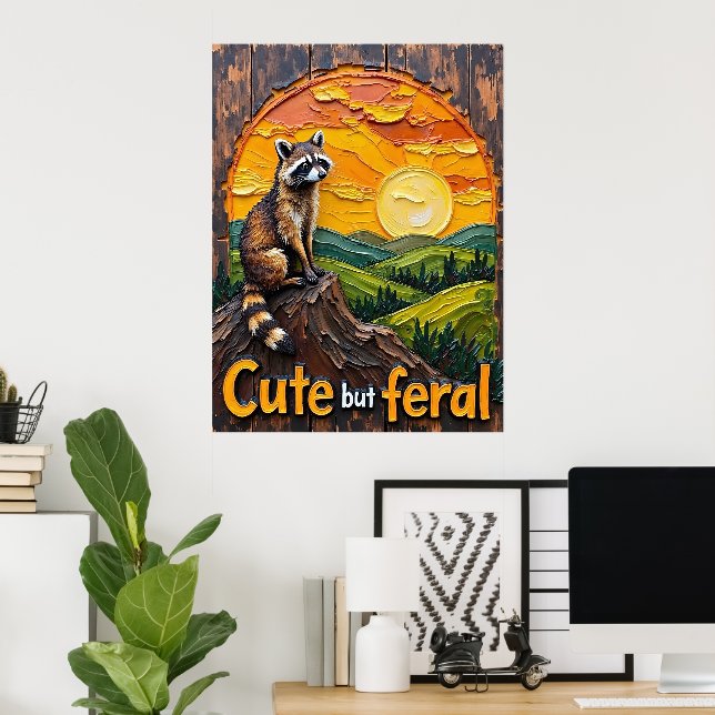Twilight Bandit: Raccoon bei Sunset Poster (Heimbüro)