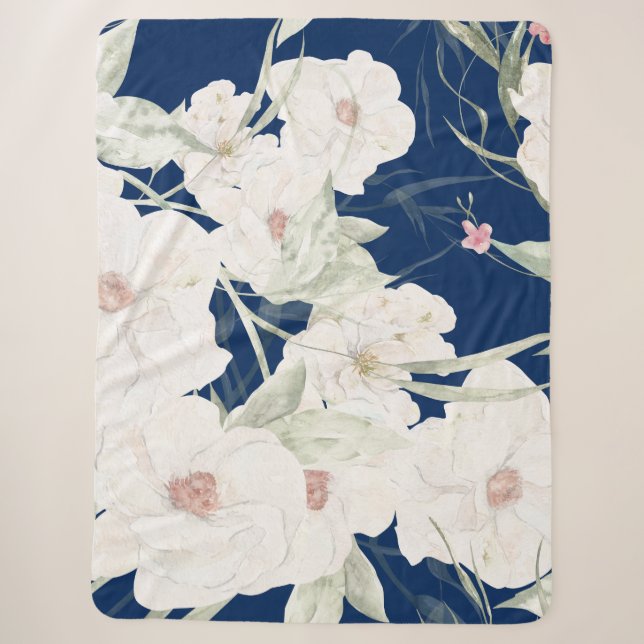 Twilight Bloom I Sherpa Blanket - Florals Sherpadecke (Vorderseite)