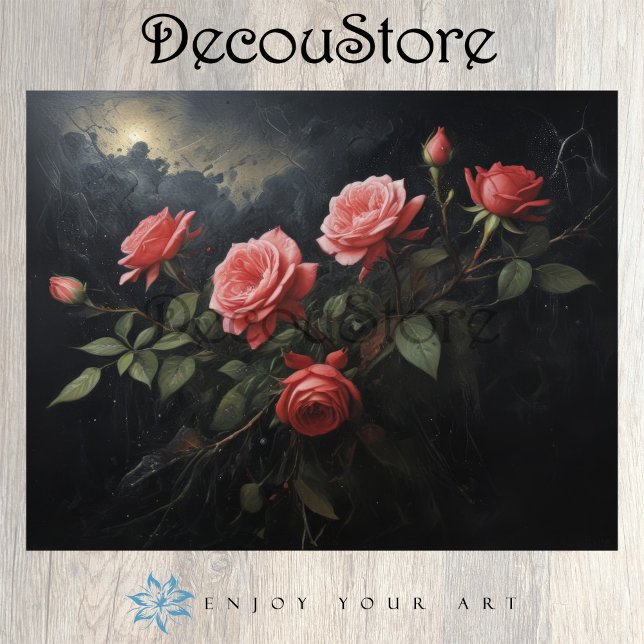 Twilight Bloom: Rose Branch Decoupage Seidenpapier (Von Creator hochgeladen)