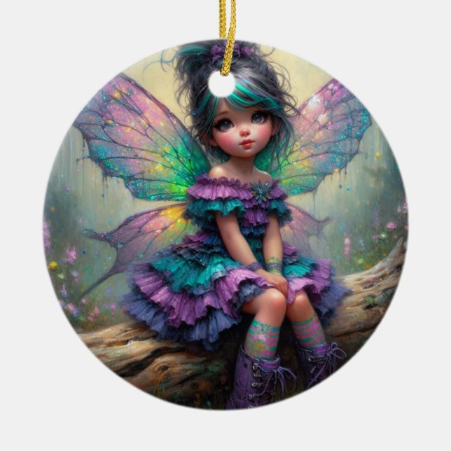 Twilight Blossom Fairy Keramik Ornament (Vorne)