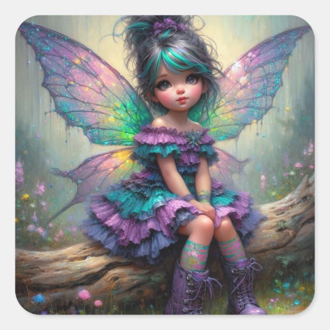 Twilight Blossom Fairy Quadratischer Aufkleber (Vorderseite)