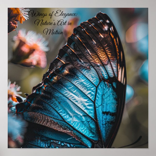 Twilight Blue: Macro Butterfly Flügel Poster (Vorne)