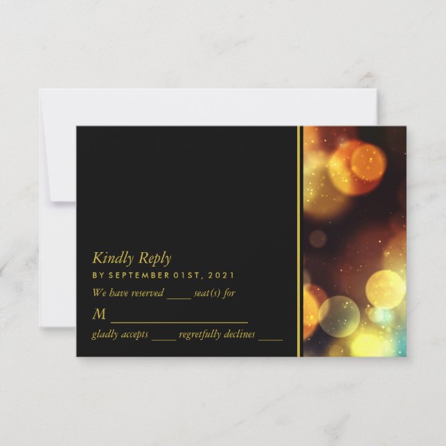 Twilight Bokeh Lights Wedding RSVP Karte (Vorderseite)