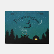 Twilight Camping Scene Door Mat