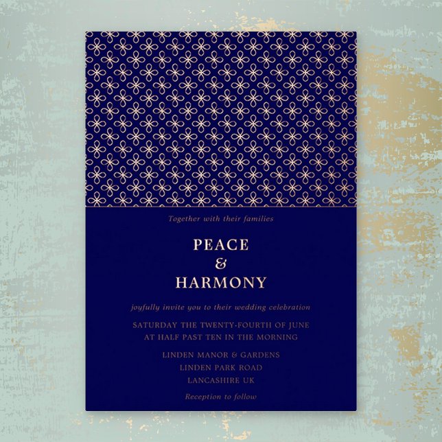 Twilight Charms Rose Gold Navy Blue Wedding Folieneinladung (Von Creator hochgeladen)