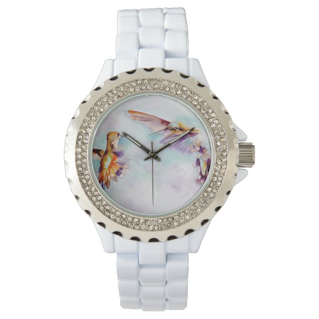 Twilight Dancers Hummingbird Print Armbanduhr (Vorderseite)