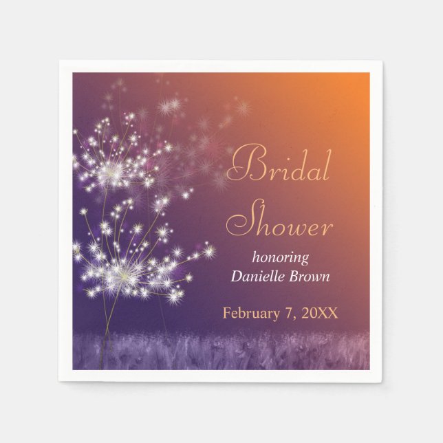 Twilight Dandelions Brautparty Serviette (Vorderseite)