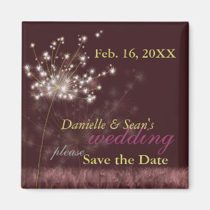 Twilight Dandelions Wedding Save the Date Magnet