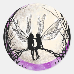 Twilight Fairy Art Stickers, Fee Silhouetten Runder Aufkleber