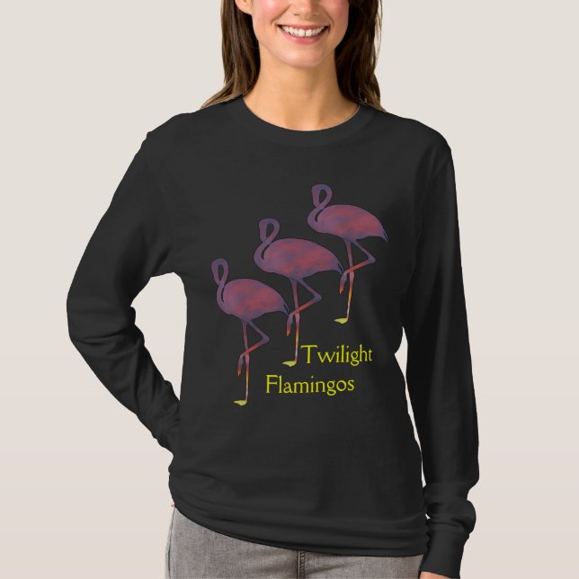 Twilight Flamingos Stylized Sonnenuntergang-Shirt T-Shirt (Vorderseite)