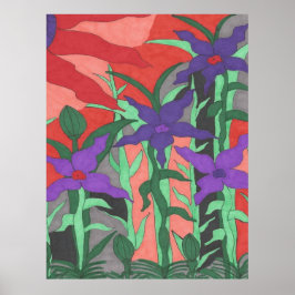 Twilight Floral Garden Poster