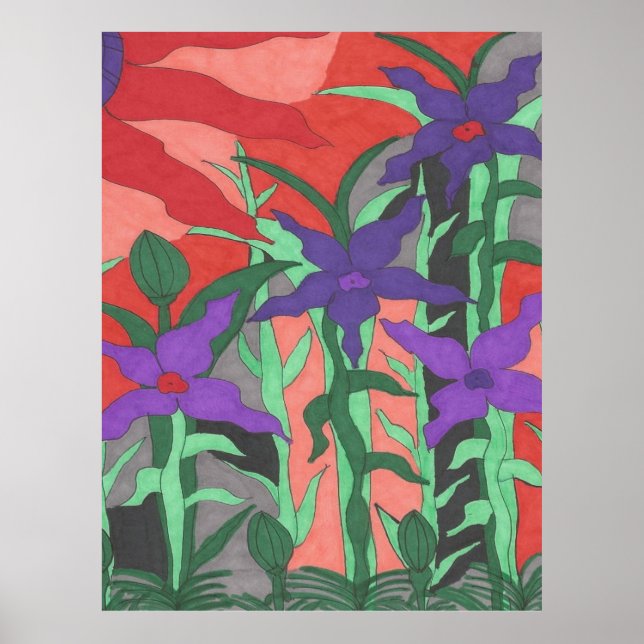 Twilight Floral Garden Poster (Vorne)