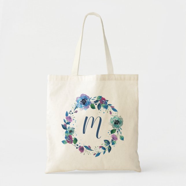 Twilight Floral Wreath Personalisiert Bag Tragetasche (Vorne)