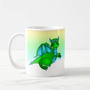 Twilight Flug - niedlicher grüner u. blauer Drach Kaffeetasse