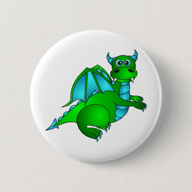 Twilight Flug - niedlicher grüner u. blauer Drache Button (Vorderseite)