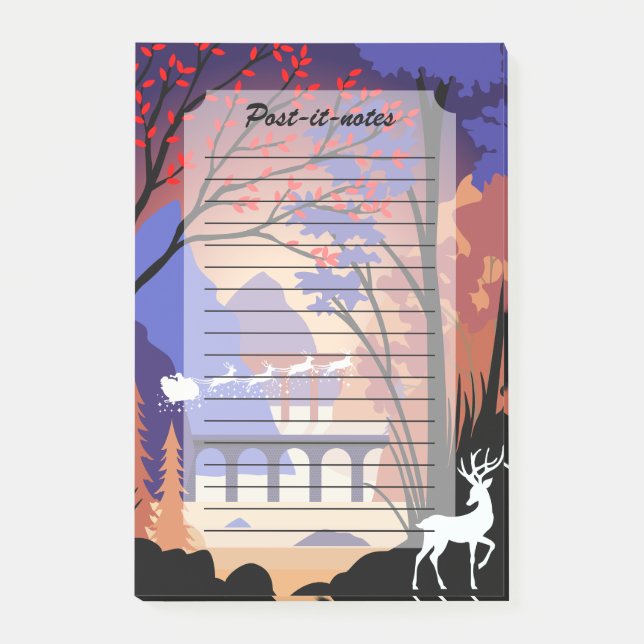 Twilight Forest Christmas Santa Sleigh Post-it Klebezettel (Vorderseite)