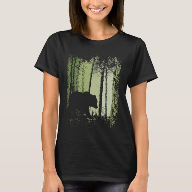 Twilight Forest Outdoor Romantic Grizzly Bear Silh T-Shirt (Vorderseite)