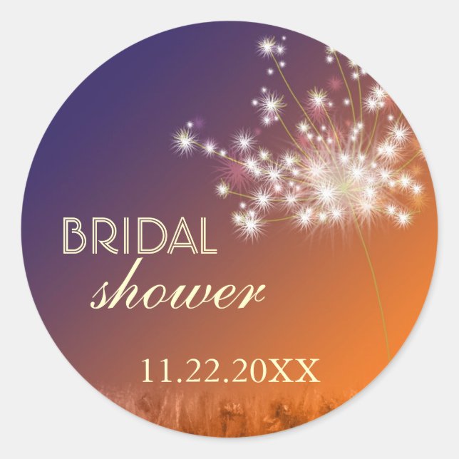 Twilight Garden Dandelion Brautparty Runder Aufkleber (Vorderseite)