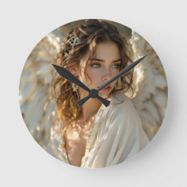 Twilight Guardian - Engel der Gilded Wings Runde Wanduhr