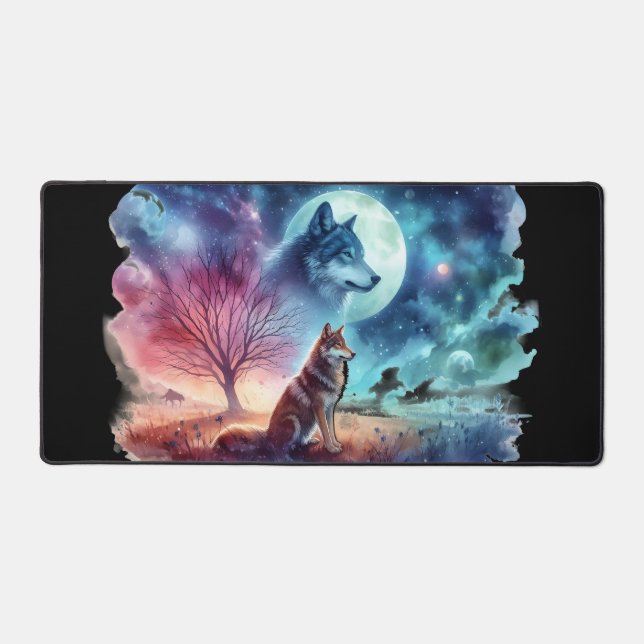 Twilight Guardian Wolf Schreibtischunterlage (Vorderseite)