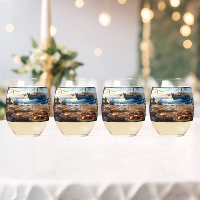 Twilight Harvest Fischer sammeln Krebse Weinglas Ohne Stiel (Insitu (Hochzeit))