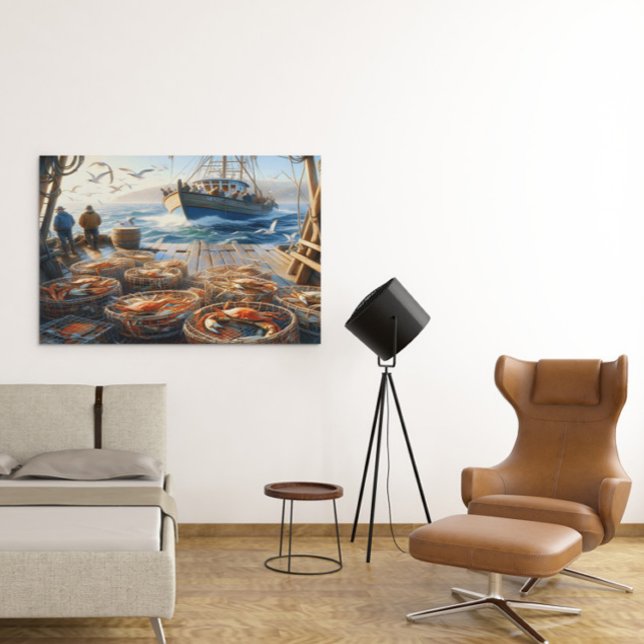 Twilight Harvest Fishermen sammeln Krebse 36x24 Poster (Von Creator hochgeladen)