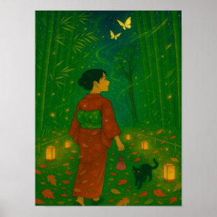 Twilight im Bambuswald - Kimono Girl Poster