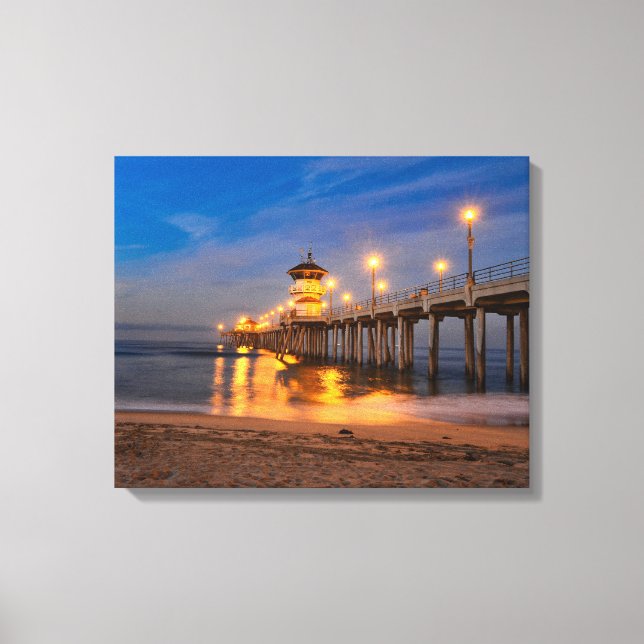 Twilight in Huntington Beach California Leinwanddruck (Vorderseite)