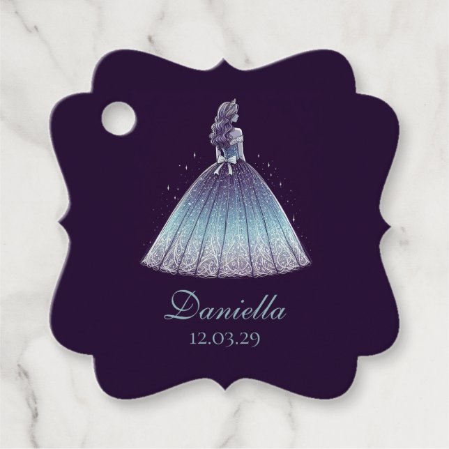 Twilight Lila Quinceañera Geschenkanhänger (Vorderseite)