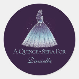 Twilight Lila Quinceañera Girl Runder Aufkleber