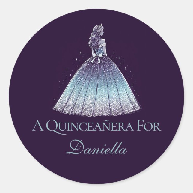 Twilight Lila Quinceañera Girl Runder Aufkleber (Vorderseite)