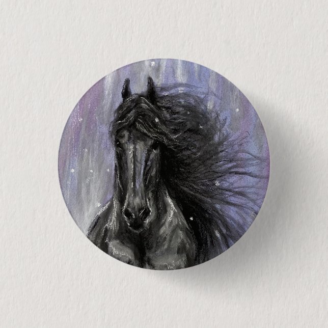 TWILIGHT MAGIC Friesian Horse Button (Vorderseite)
