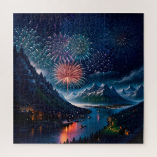 Twilight Mountain mit Feuerwerk