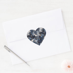 Twilight Navy Blau und Grau mit antiken Gold Herz-Aufkleber