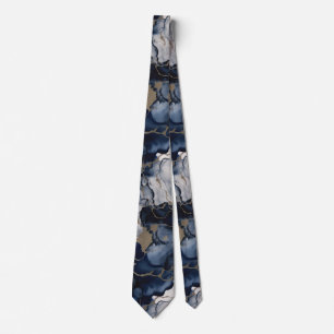 Twilight Navy Blau und Grau mit antiken Gold Krawatte