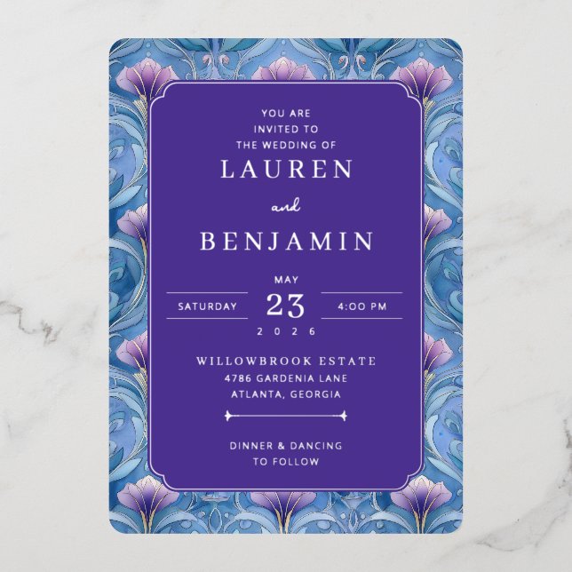 Twilight Nouveau Wedding Folieneinladung (Vorderseite)