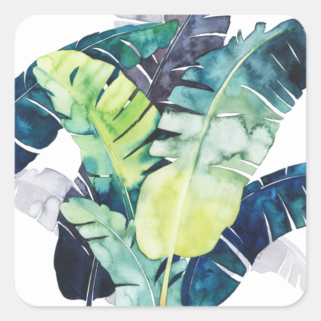 Twilight Palms - Palm Blätter Quadratischer Aufkleber (Vorderseite)
