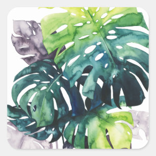 Twilight Palms - Split Leaf Quadratischer Aufkleber